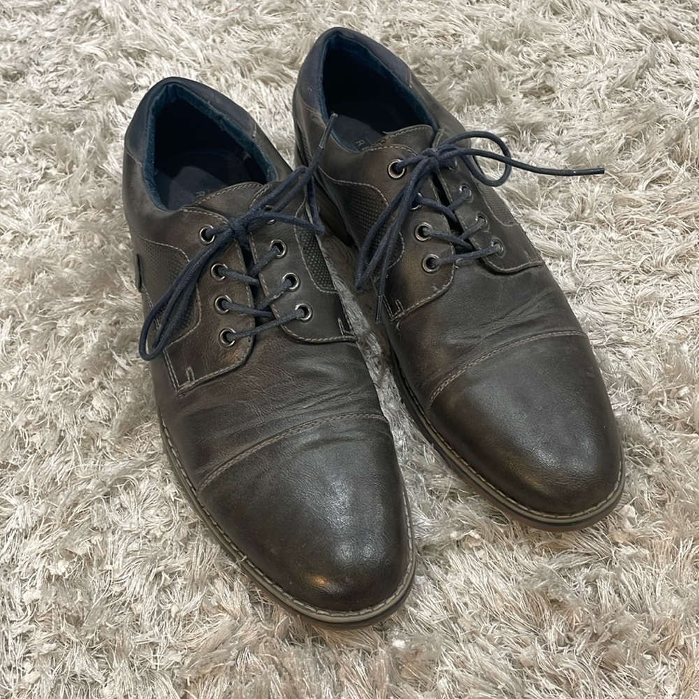 Men’s Gray Leather Oxford Shoes - Size 10.5